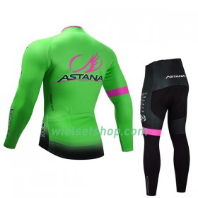 Kind Fietskleding (Wielershirt Lange Mouw + Fietsbroek Lang) 2017 Astana Pro Team N002
